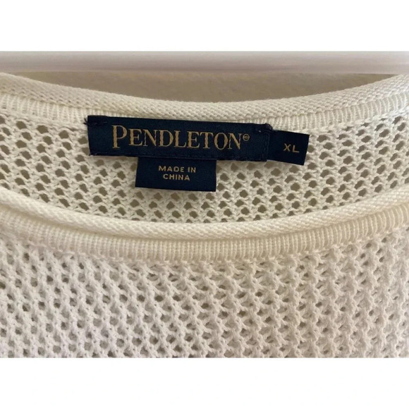 Pendleton Blue and White Ombre Colorblock Knit Sweater Semi-Sheer Size XL - Picture 4 of 9